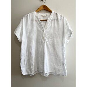 Land' n Sea Cap Sleeve Blouse Womens XL White V-Neck Lightweight Coastal Core